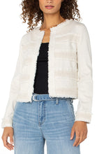 Load image into Gallery viewer, Liverpool Los Angeles Collarless Jacket with Fray and Lace