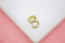 Load image into Gallery viewer, 18K Gold Filled or Rhodium Filled Thick Huggies Earrings With Cubic Zirconia Clear Stones