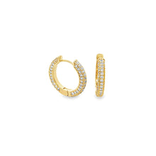 Load image into Gallery viewer, Small Gold Filled CZ Pave Huggie Hoops