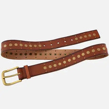 Load image into Gallery viewer, Amsterdam Heritage Faye Gold Buckle Studded Fashion Leather Belt