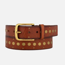 Load image into Gallery viewer, Amsterdam Heritage Faye Gold Buckle Studded Fashion Leather Belt
