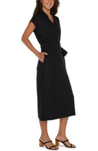Load image into Gallery viewer, Liverpool Los Angeles Collared Wrap Dress in Black