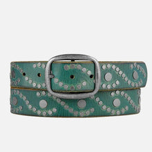 Load image into Gallery viewer, Amsterdam Heritage Irena Vintage Silver Buckle Studded Leather Belt