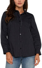 Load image into Gallery viewer, Liverpool Los Angeles Classic Button Front Poplin Shirt in Black & White Pinstripe