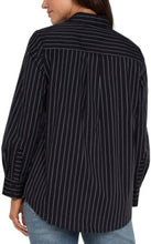 Load image into Gallery viewer, Liverpool Los Angeles Classic Button Front Poplin Shirt in Black & White Pinstripe