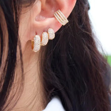 Load image into Gallery viewer, Gold Filled Part CZ Round Thick Dome Huggies