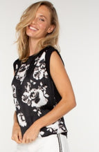 Load image into Gallery viewer, Liverpool Los Angeles Sleeveless Woven Knit Top in Black White Floral