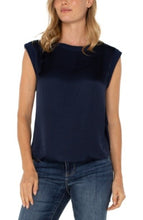 Load image into Gallery viewer, Liverpool Los Angeles Sleeveless Woven Knit Top in Navy or Whipped Cream