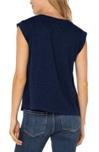 Load image into Gallery viewer, Liverpool Los Angeles Sleeveless Woven Knit Top in Navy or Whipped Cream