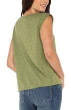 Load image into Gallery viewer, Liverpool Los Angeles Sleeveless Woven Knit Top in Artichoke