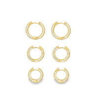 Load image into Gallery viewer, Small Gold Filled CZ Pave Huggie Hoops