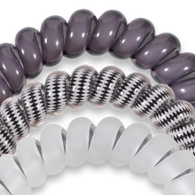 Load image into Gallery viewer, Spiral Hair Coils | Large | Silver Flames Hair Ties