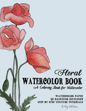 Load image into Gallery viewer, Floral Watercoloring Book - Outlines with Video Tutorials