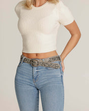 Load image into Gallery viewer, Britta | Vintage Silver Buckle Studded Leather Belt Women