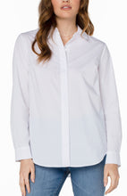 Load image into Gallery viewer, Liverpool Los Angeles Hidden Placket Shirt with Pintucks in White