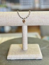Load image into Gallery viewer, Silver “Rice” Ball Chain Bracelet with Matte Gold Heart
