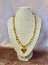 Load image into Gallery viewer, Locally Made Ball Chain Necklace with Gold Heart

