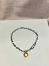Load image into Gallery viewer, Locally Made “Rice” Ball Chain Bracelet with Gold Heart Charm
