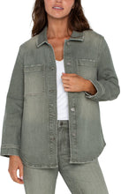 Load image into Gallery viewer, Liverpool Los Angeles Overshirt w/ Tail Hem in Vintage Green
