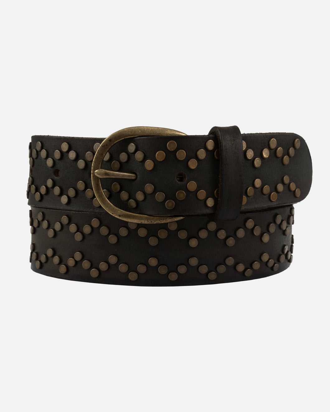 Demi | Oval Buckle Leather Studded Belt
