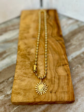 Load image into Gallery viewer, Locally Made Ball Chain Necklace with Gold Sun
