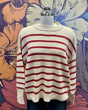 Load image into Gallery viewer, Red &amp; Cream Striped Sweater

