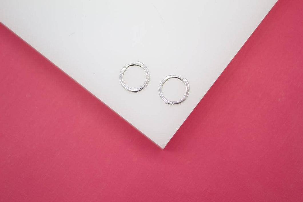 Rhodium Filled Slim Simple 2mm Huggies