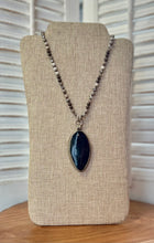 Load image into Gallery viewer, Peak Designs Petrified Wood Carved Leaf Pendant on Gemstone Chain
