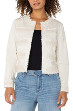 Load image into Gallery viewer, Liverpool Los Angeles Collarless Jacket with Fray and Lace
