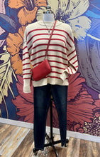 Load image into Gallery viewer, Red &amp; Cream Striped Sweater
