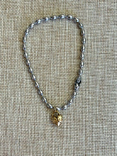 Load image into Gallery viewer, Silver Ball Chain Bracelet with Gold Spikey Heart Lock Charm
