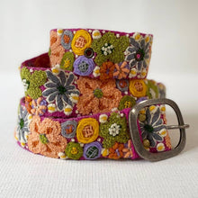 Load image into Gallery viewer, Wildflowers Embroidered Wool Belt
