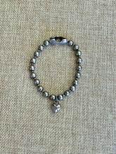 Load image into Gallery viewer, Silver Ball Chain Bracelet with Silver Spikey Heart Lock Charm
