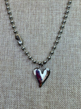 Load image into Gallery viewer, Silver Ball Chain Necklace with Silver Heart Pendant
