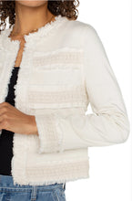 Load image into Gallery viewer, Liverpool Los Angeles Collarless Jacket with Fray and Lace
