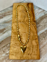 Load image into Gallery viewer, Locally Made Ball Chain Necklace with Gold Heart
