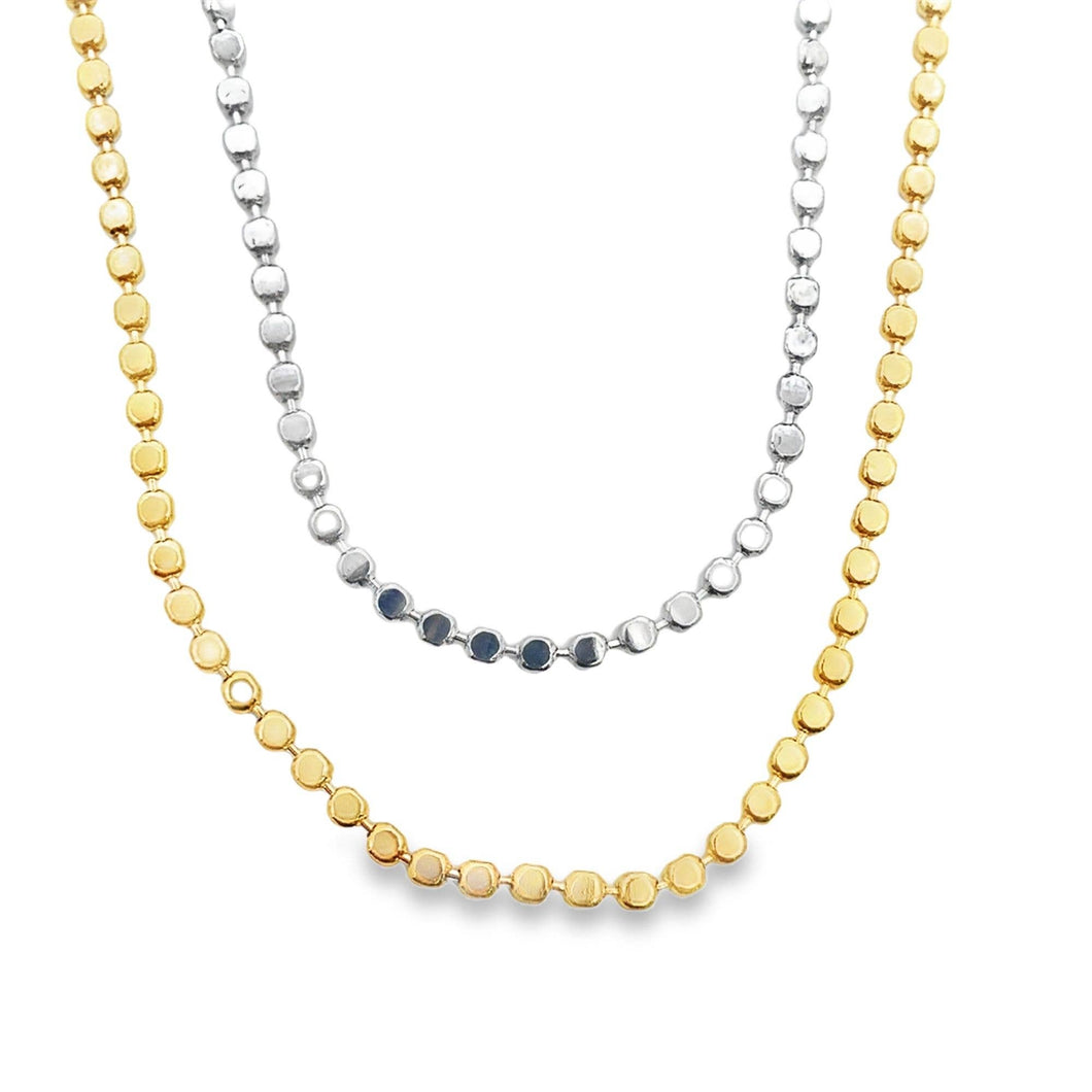 Flat Rhodium Filled Ball Disc Chain