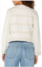 Load image into Gallery viewer, Liverpool Los Angeles Collarless Jacket with Fray and Lace

