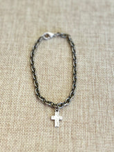 Load image into Gallery viewer, Silver Chain Bracelet with Silver Cross Charm

