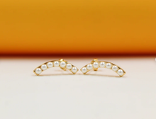 Load image into Gallery viewer, Pearl Curve Earrings For 18K Gold Filled
