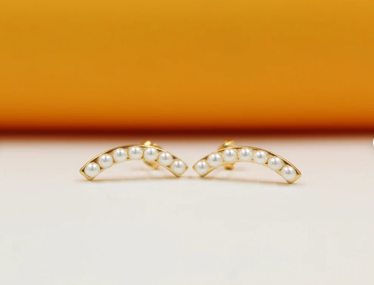 Pearl Curve Earrings For 18K Gold Filled