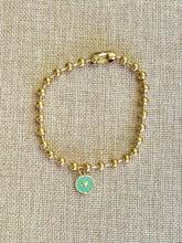 Load image into Gallery viewer, Gold Ball Chain Bracelet with Enamel Charm
