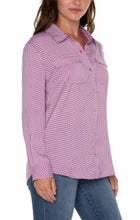 Load image into Gallery viewer, Liverpool Los Angeles Flap Pocket Button Front Blouse in Fuchsia Geometric
