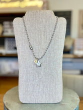 Load image into Gallery viewer, Silver “Rice” Ball Chain with Silver Star and Small Gold Pendant
