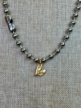 Load image into Gallery viewer, Silver Ball Chain Necklace with Gold Heart Pendant
