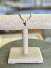 Load image into Gallery viewer, Silver “Rice” Ball Chain Bracelet with Shiny Gold Heart
