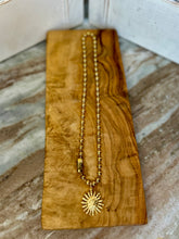 Load image into Gallery viewer, Locally Made Ball Chain Necklace with Gold Sun
