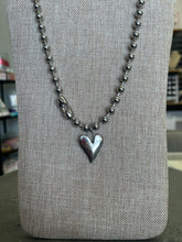 Load image into Gallery viewer, Silver Ball Chain Necklace with Silver Heart Pendant
