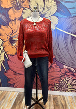 Load image into Gallery viewer, Burgundy Crochet sweater
