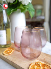 Load image into Gallery viewer, Ribbed Mauve Stemless Wine Glasses
